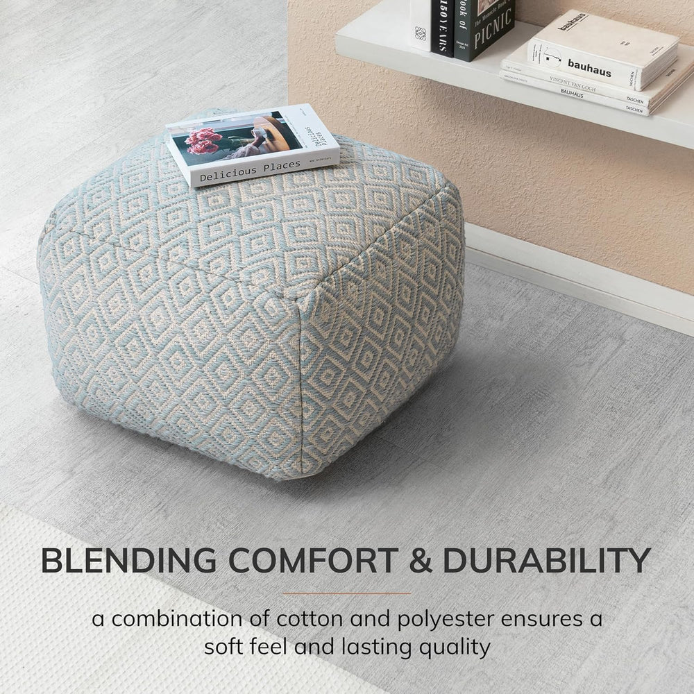 Anji Mountain Artisan Crafted Cotton Blend Pouf Ottoman | Versatile Floor Sea...