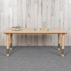 EMMA + OLIVER Adjustable Kids Activity Table for Home Use, Height-Adjustable Classroom Table for Kids, 23.625" W x 47.25" D x 14.5-23.5" H, Natural