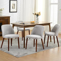 Wooden Dining Chairs Set of 4, Upholstered Kitchen Dining Room Chairs with Padded Seat and Wood Legs, Modern Fabric Side Dinner Chair for Kitchen, Dining Room, Restaurant, Cafe, Grey