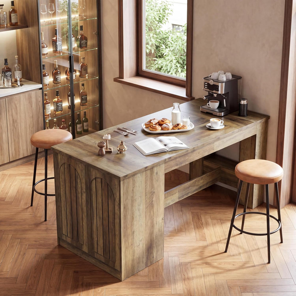 Tribesigns 78.7" Kitchen Island with 3-Tier Storage, Rustic Brown | Farm...