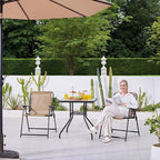 Yaheetech Patio Dining Chairs Set of 2 with Armrests and Backrests, Outdoor Texteline Folding Chairs All Weather for Garden, Lawn, Porch and Backyard, Beige