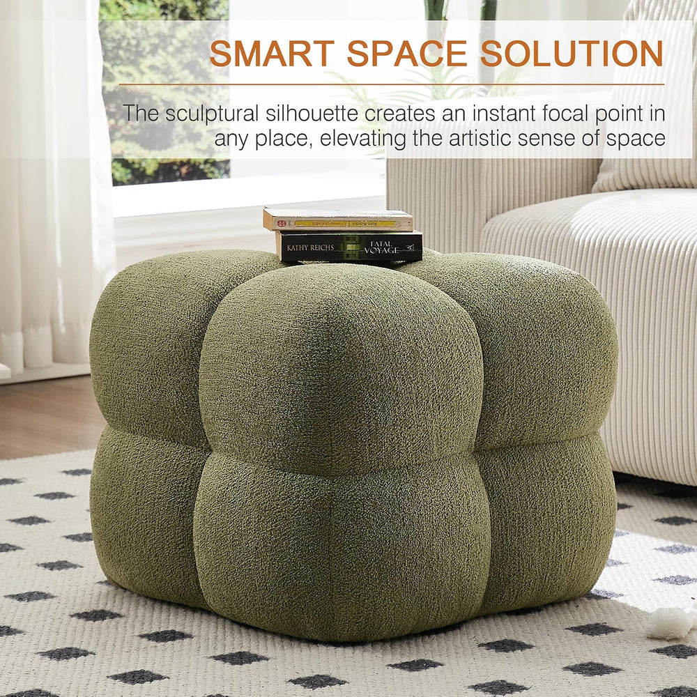 Zesthouse Square Pouf Ottomans Set of 2, Modern Vanity Chair for Bedroom | Bo...