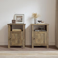 ChooChoo Farmhouse Nightstands Set of 2, Rustic Vintage End Side Table with Storage for Bedroom Living Room, Wash Gray