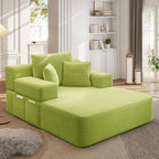 48.5" Boneless Chaise Lounge Chair Sofa Bed Indoor with Zip-Down Convertible Armrests & Backrest, Oversized Cloud Upholstered Compression Sleeper Couch Reading Chairs w/Side Pockets