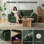 Pull Out Sofa Bed, No Cushion Removal, Queen Sleeper Sofa with USB Fast Charging, Memory Form Mattress, 2-in-1 Convertible Comfy Loveseat Couch Bed for RV, Apartment, and Small Spaces (Green)