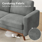 Vesgantti 68" Loveseat Sofa Dark Gray, Comfy Corduroy Couch with Spring Cushion and Solid Wood, Modern Extra Deep Seat for Bedroom, Living Room, Office