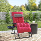 Outsunny Zero Gravity Chair, Reclining Lounge Chair with Cushion,Red | Padded, Folding, Infinity, Side Tray, Indoor Outdoor, Supports up to 264 lbs