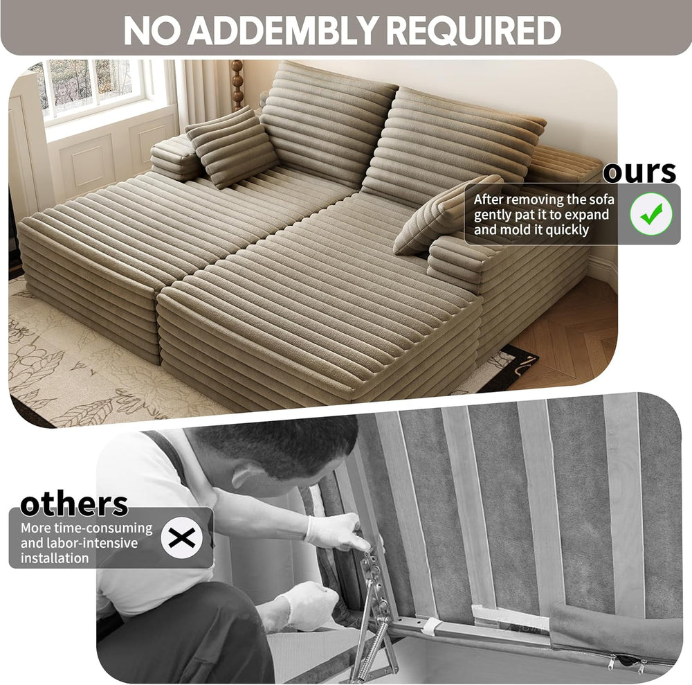 80” Oversized Double Lounge Chaise,Cloud Plush Sofa Bed,Upholstered Cloud Sof...