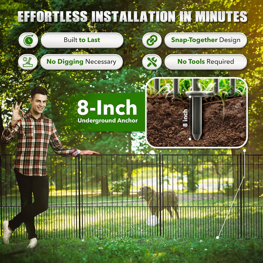 WESLEY'S CORNER Tall Fence Panels - 32”H x 29”L, No Dig Metal Dog Fence, ...