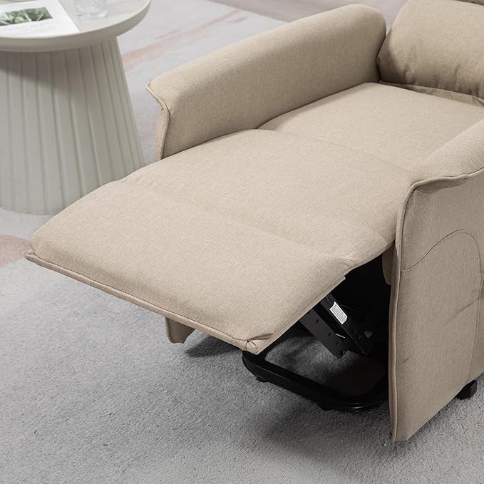 HOMCOM Power Lift Recliner Chair for Elderly, Easy Assembly, Fabric Lift Chair for Adults, Recliner Sofa with Remote Control, Side Pockets for Living Room, Beige