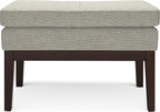 SIMPLIHOME Carlson 27-inch Wide Linen-Look Fabric Small Ottoman Bench in Greige with Solid Wood Frame for Living Room, Entryway, or Bedroom