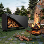 8FT Firewood Rack with Cover, Holders Firewood Outdoor Log Rack with Zipper, 8FT Heavy Duty Indoor Firewoods Storage Log Racks, Black Waterproof Oxford Fabric