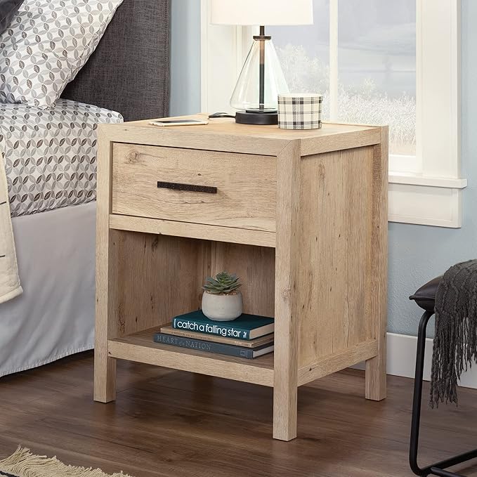 Sauder Pacific View Bedroom Night Stand, Spacious Storage, 1 Drawer Nightstan...