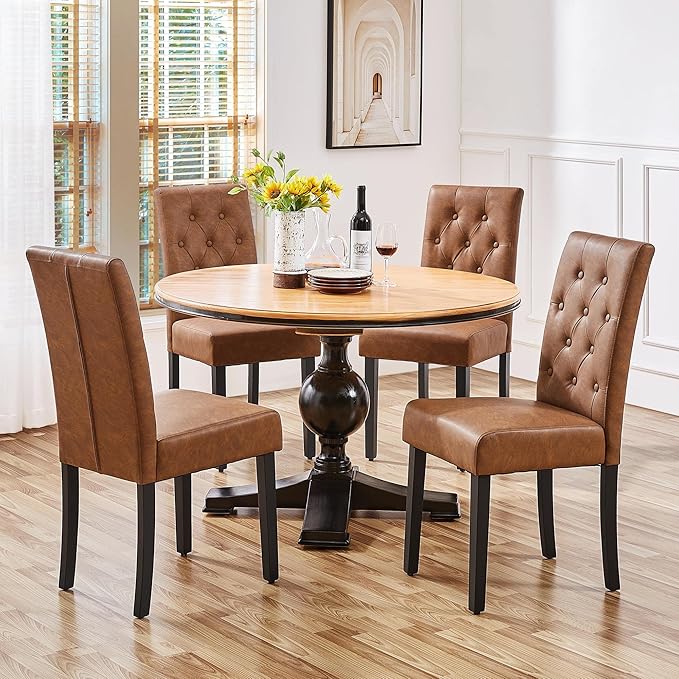 Yaheetech Upholstered Dining Chairs Set of 2 Modern Leather Parsons Kitchen C...