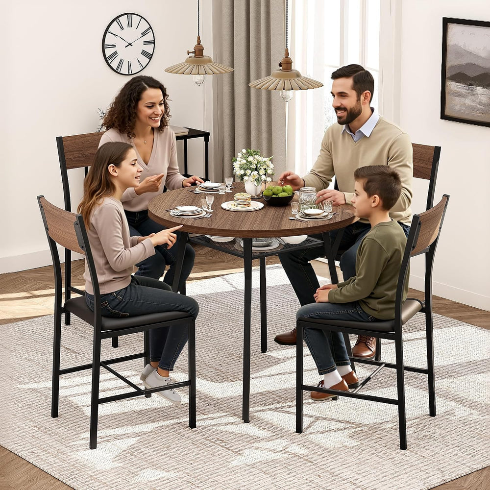 Pamapic Round Dining Table Set for 4, Kitchen Table and Chairs for 4, Dining ...