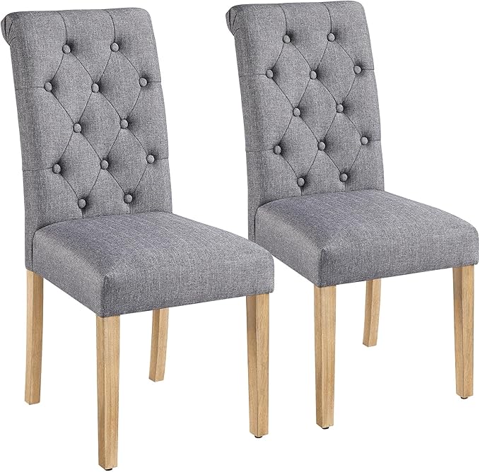 Yaheetech Dining Chairs Set of 2 Fabric Upholstered Dining Room Chairs with B...