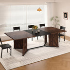 78.7 Inch Dining Table for 8 People, Large Rectangular Farmhouse Kitchen Table with Waterproof Wood Tabletop and Adjustable Leg for Kitchen Dining Room, Brown