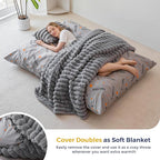 MAXYOYO Giant Bean Bag Chair with Pillow, 3 in 1 Convertible Bean Bag Chair for Adults with Removable Cover, Floor Cushion Stuffed Floor Lounger for Living Room Bedroom, Grey