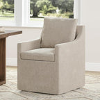 Upholstered Dining Chairs Set of 1, Washable Cover Modren Deskchair with 4 Casters & Hidden Storage for Dining Room, Living Room, Home Office, Sand, 1 Box