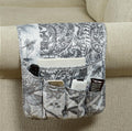 Brilliant Sunshine Grey Flowers Patchwork Couch Armrest 5 Pockets Organizer, Slip Resistant Recliner Armchair Caddy, Washable Remote Controls Holder, Storage for Magazine, Tablet, Phone, iPad, Grey