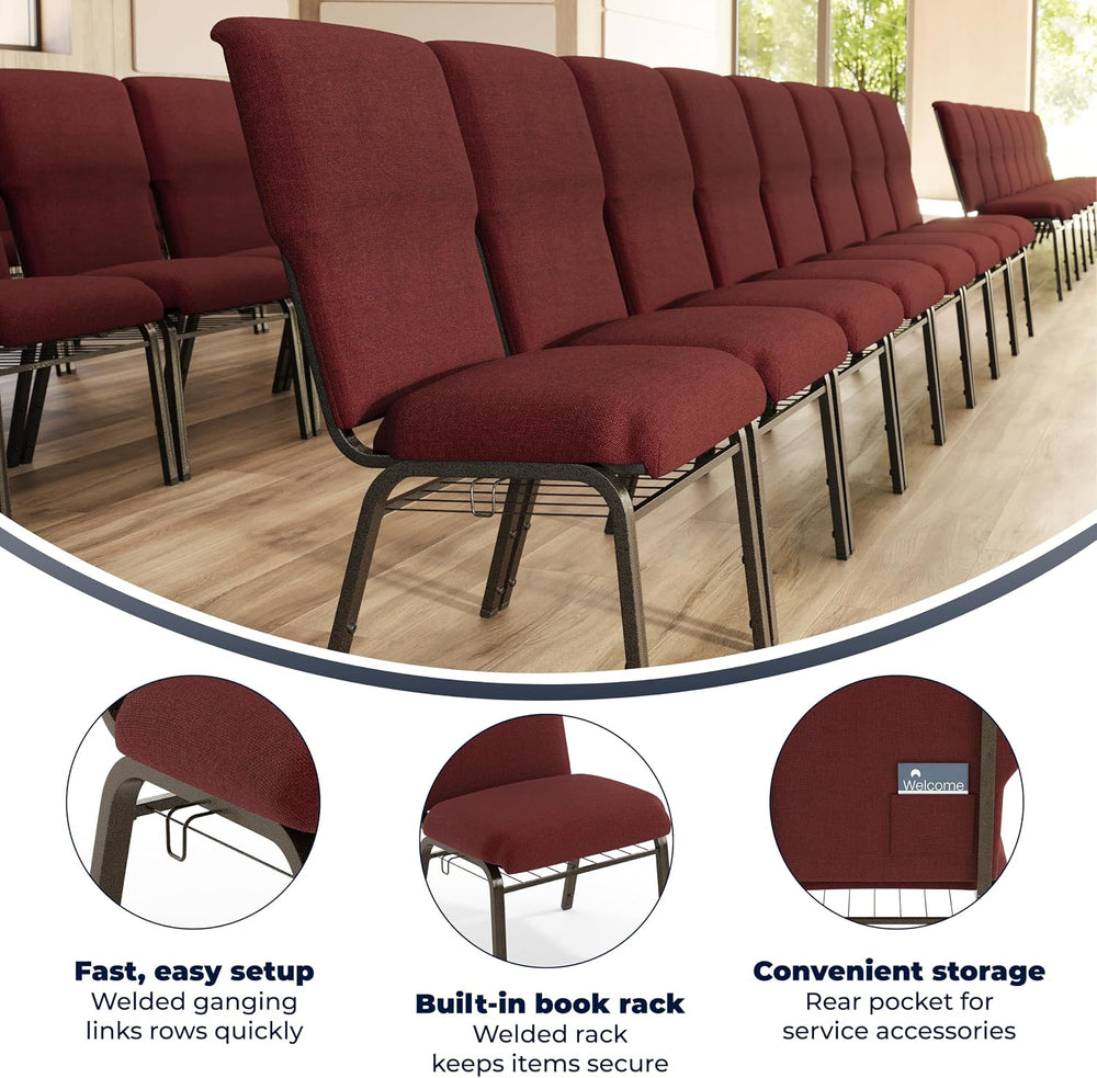 Flash Furniture Advantage Maroon Discount Church Chair - 21 in. Wide