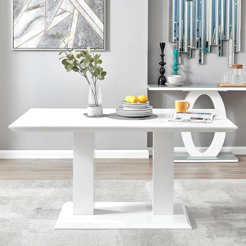 Furniturebox Imperia High Gloss Rectangular Dining Table – Multiple Colors Av...