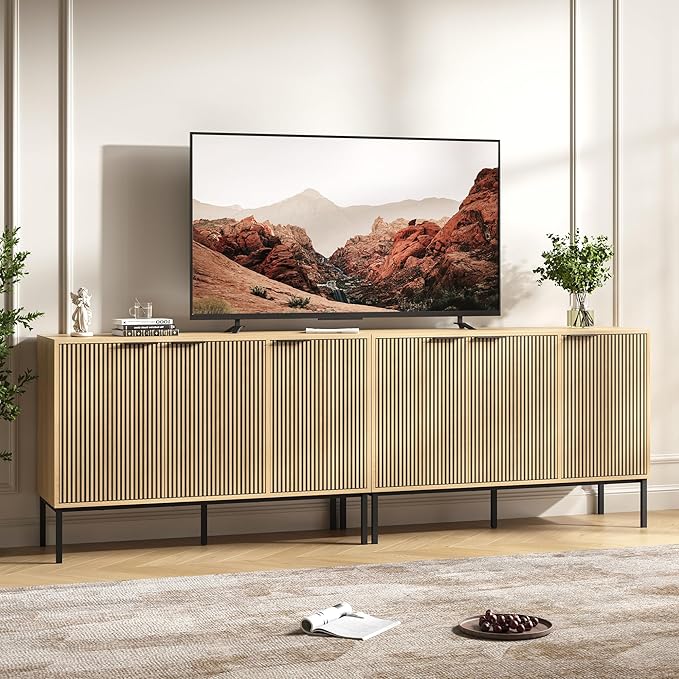TV Stand for 100" TV, Mid Century Modern 94.4'' Television Stand...