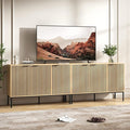 TV Stand for 100" TV, Mid Century Modern 94.4'' Television Stand, Entertainment Center with Storage and Adjustable Shelves, Media Console TV Cabinet for Living Room