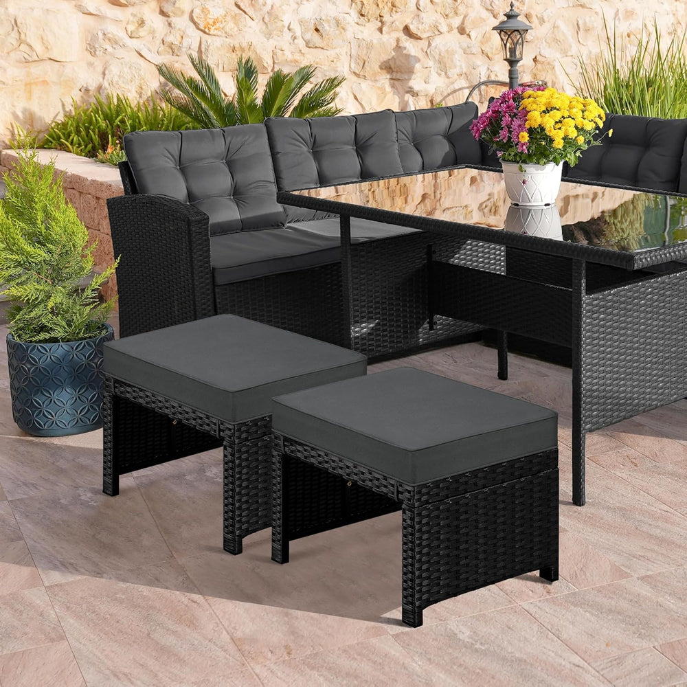 Yaheetech Wicker Ottomans, Set of 2 Footrest with Removable Cushion, 2pcs PE ...