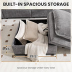 100" L Shaped Modular Sectional Sofa, Couch with Ottoman Storage, Chenille Cloud Couch with Plush Deep Seating for Living Room, Bedroom (Light Grey, 4 Seat)