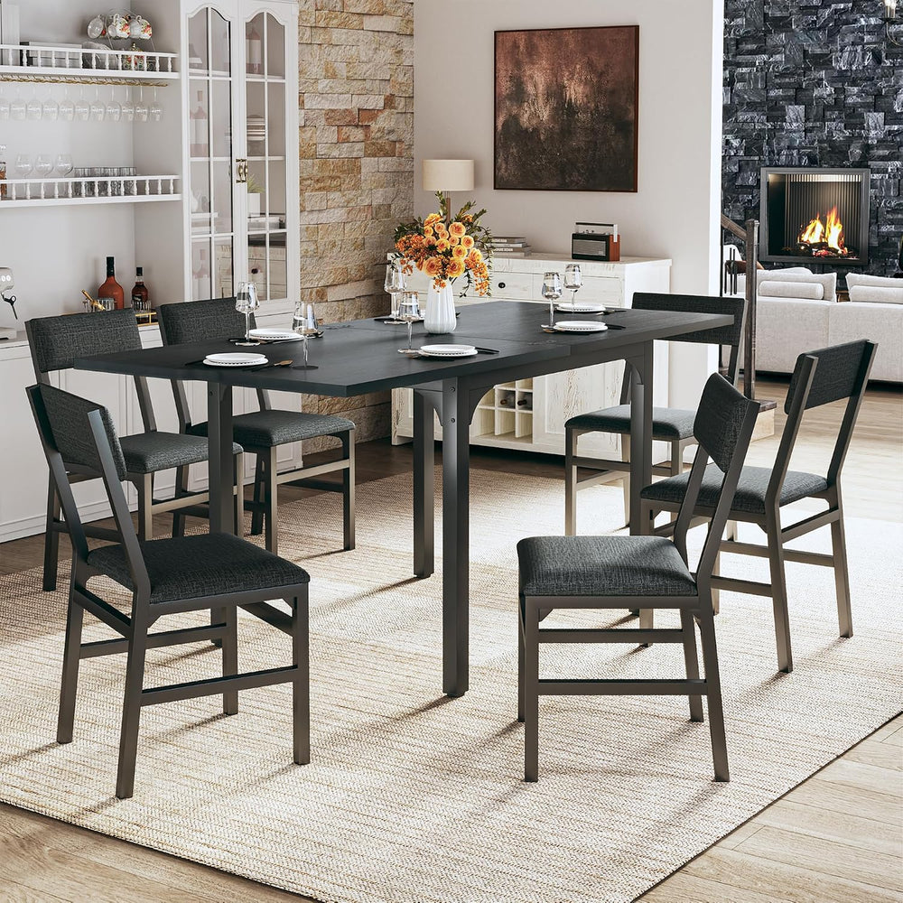 7-Piece Dining Table Set for 4-6, Extendable Kitchen Table Cushion Chairs Set...