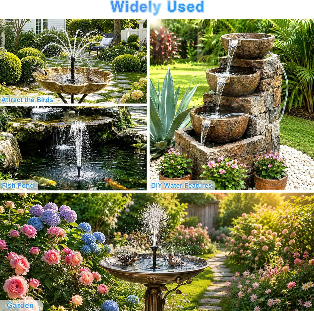 15W Solar Fountain Water Pump with 6 Nozzles for Bird Bath Garden