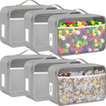 Abbylike 6 Pack Toy Storage Bag Bricks Building Set Car Toy Organization Bags for Traveling Carrying Case, Storage Organizer Puzzles(Gray)