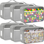 Abbylike 6 Pack Toy Storage Bag Bricks Building Set Car Toy Organization Bags for Traveling Carrying Case, Storage Organizer Puzzles(Gray)