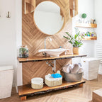 Relaxdays Set of Bamboo Storage Baskets, HxWxD: 17.5 x 32 x 23 cm, Set of 4 Bins for the Shelf or Closet, Natural Brown