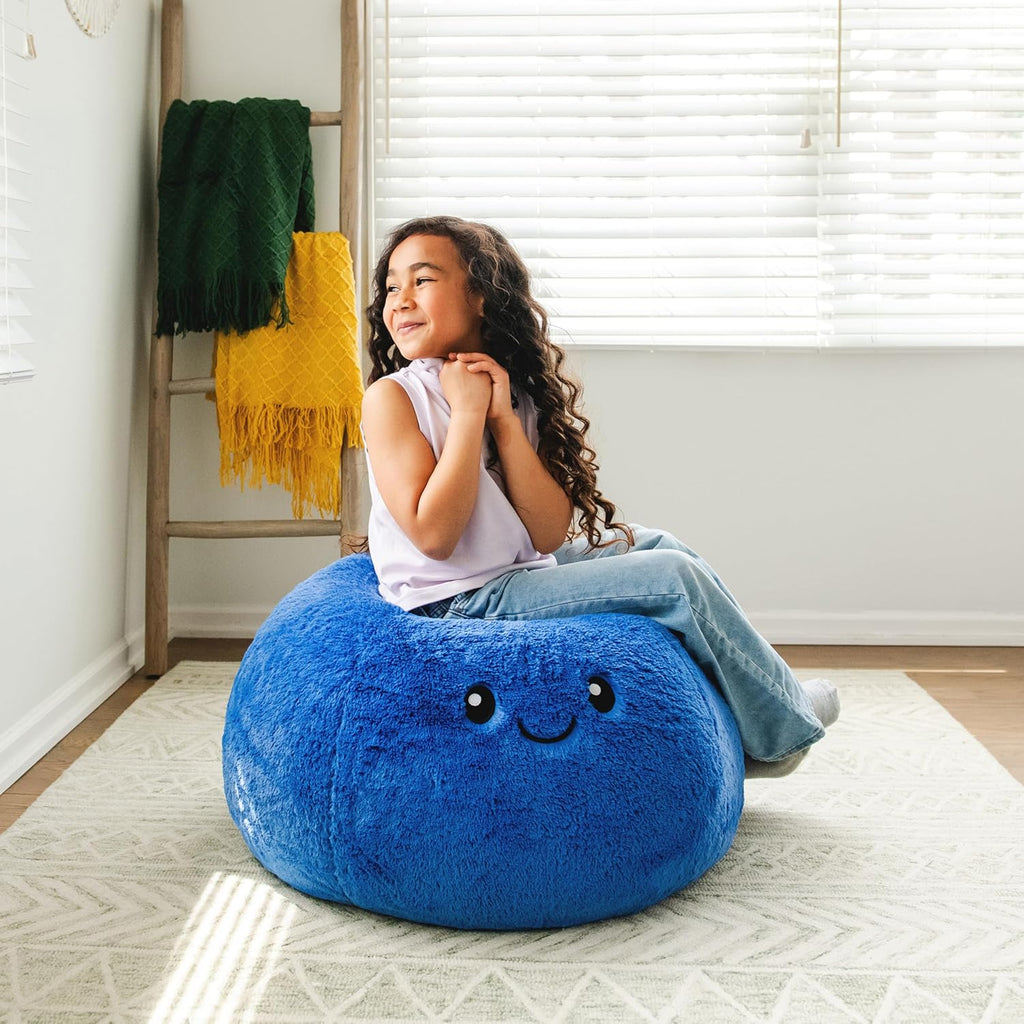 Big Joe Blueberry PlushiPals Super Soft Bean Bag Chair for Kids, Ultra-Soft Plush Polyester Blend, 2.5 feet Refillable