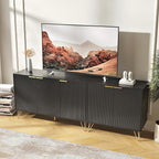 TV Stand for 75 inch TV Modern Entertainment Center Cabinet with 5 Doors Wood Media Console Storage Cabinets for Living Room Bedroom, Black