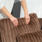 Aoiy & Wifon 59.8" W Oversized Barrel Chair, Round Accent Chair with Wheels, Extra Large Living Room Chair, Faux Fur, Brown