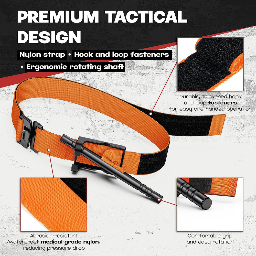2 Pack (Black & Orange) Qen Tourniquet for Severe Bleeding Control, Gear ...