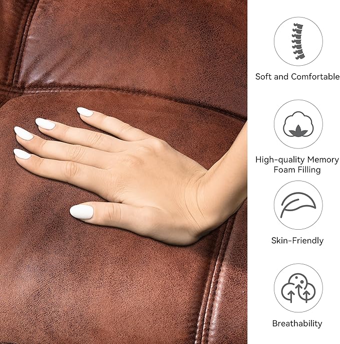 71" Convertible Futon Sofa Bed,Brown Faux Leather Futon Couch,Memory Foam Reclining Sleeper Sofa Bed,Modern Folding Small Loveseat Couches for Living Room,Office,Apartment