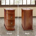 LITTLE TREE End Table Set of 2, No Assembly Required Wood End Table with 2 Drawers, Sofa Side Table for Living Room, Vintage Slim Nightstand Bedside Table for Bedroom