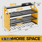 LBT Power Tool Organizer With Charging Station,Patented,Heavy Duty Steel,6 Drilling Rig Sizes With Hooks And Screw Boxes,6 sockets,Easy To Install Garage Storage Rack,Great Gift For Men, Yellow