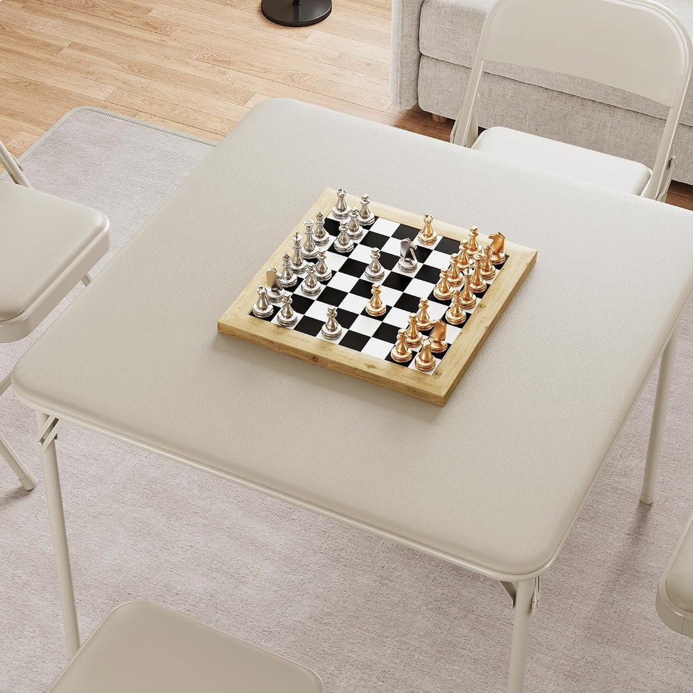 33.6'' Folding Square Card Table, Portable Card Table with Folding Le...