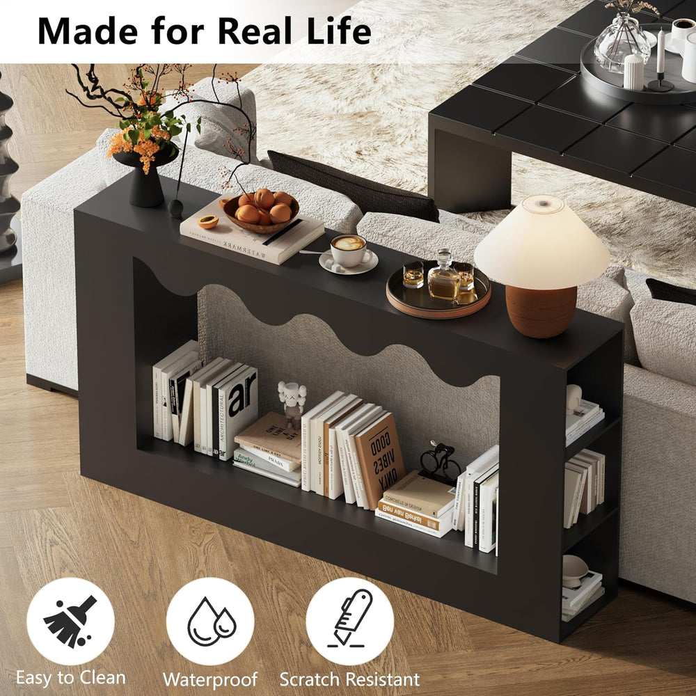 63-Inch Smart Console Table with App & Button Controlled RGB Lights, Wavy...
