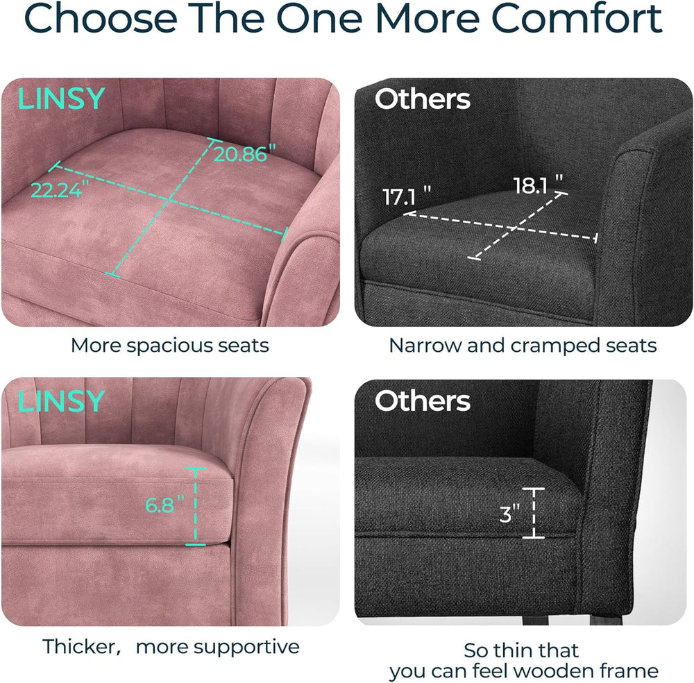 LINSY Large Swivel Accent Chair with Ottoman, Velvet Barrel Chair with Footre...