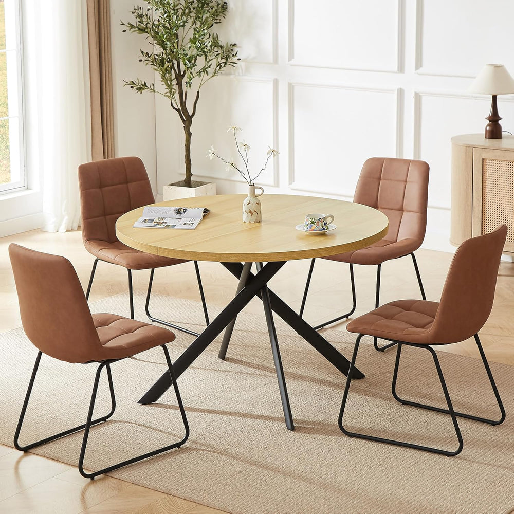HIPIHOM 45.3 Inch Round Dining Table Set for 4, Mid Century Modern Small Kitc...