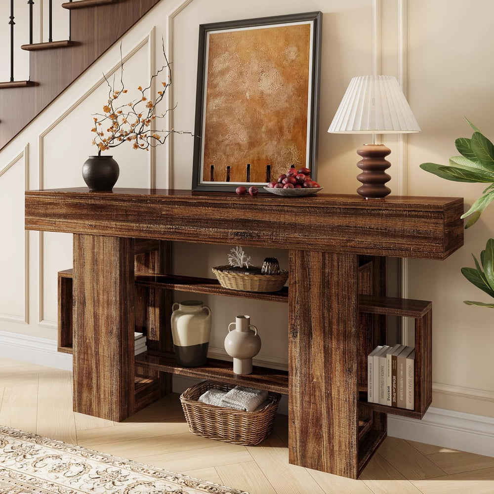 Einhomn 63 Inches Entryway Table, Wooden Console Table with Storage, Narrow S...