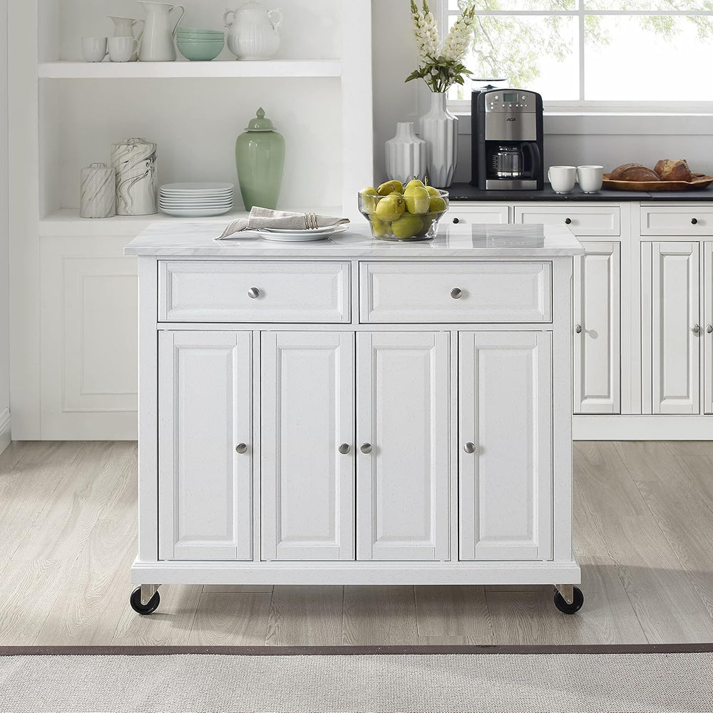 Crosley Furniture Avery Rolling Kitchen Island Storage Cart with Shelves, Mic...