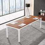 Tribesigns 6.5FT Conference Table, 78.7 Inche Rectangle Meeting Seminar Table, Large Business Tables for 6-8 People (Only Table) (Walnut+White)