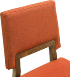Armen Living Channell Mid Century Modern 5 Piece Walnut Wood Dining Table Set with Benches in Orange Fabric